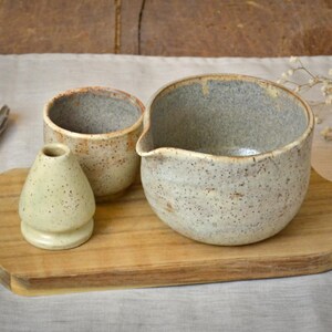 Ceramic Matcha Bowl and Whisk Set, Chasen Holder, Tea Ceremony Starter Kit, Home Gift