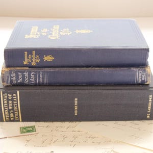Blue Antique Book Collection: Vintage Decorative Book Set