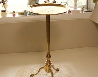 Vintage Brass Side Table | Mid Century Clawfoot Martini Table