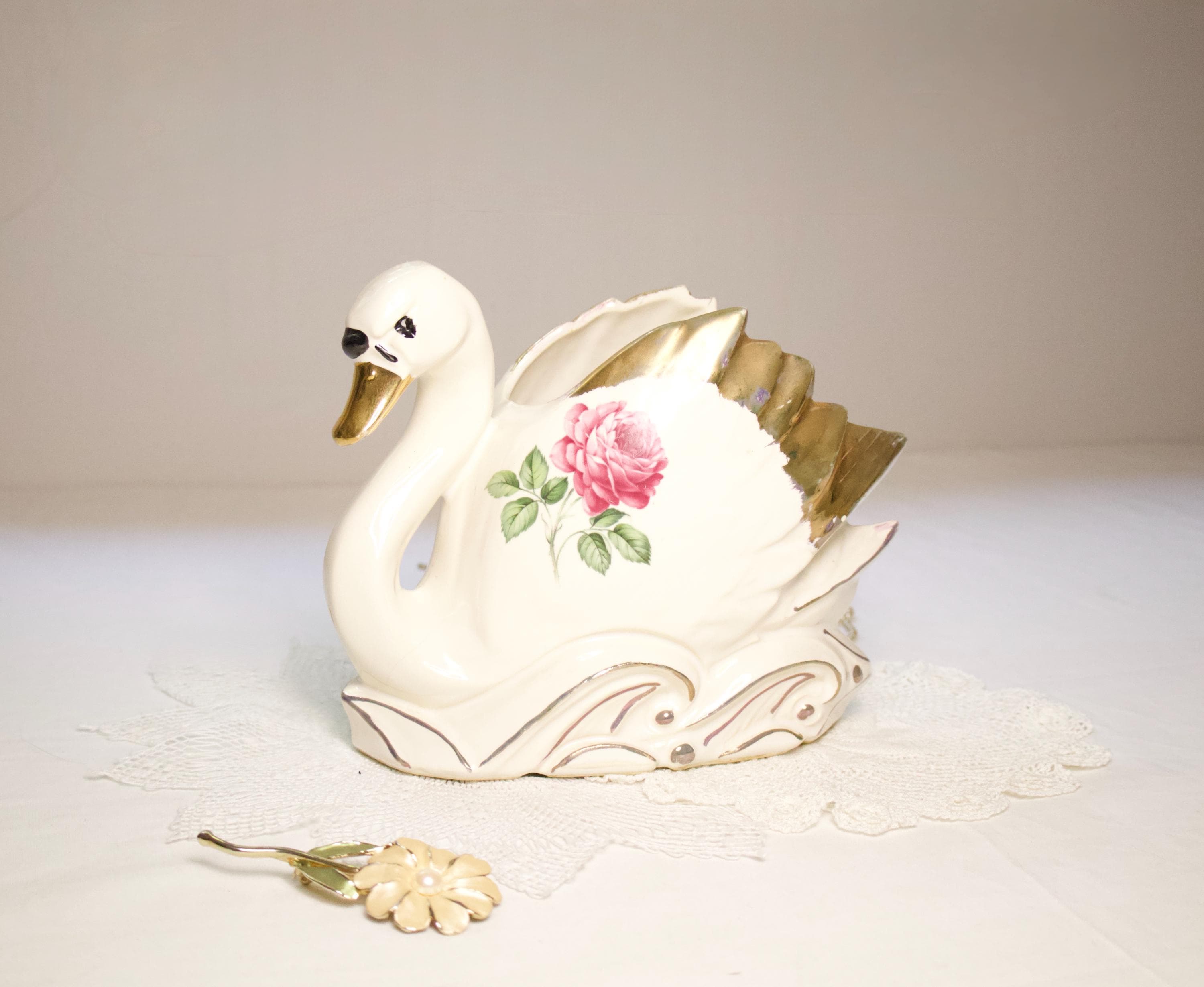 Ceramic Swan Vintage - Etsy