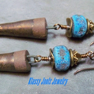 Rustic Lampwork and Ceramic Stoneware Beaded Earrings-Organic Artisan Earrings-Artisan Lampwork Dangle Earrings-SRAJD-Artisan Ceramic Beads