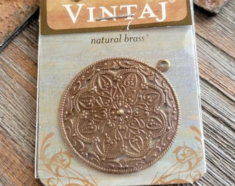 Vintaj Viola Scrollwork Brass Pendant-Vintaj Charm-Vintaj Pendant-Necklace Pendant-Bracelet Charm-Craft Supply-Jewelry Componet-Destash