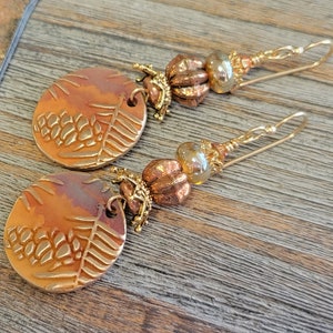 Bronze Handmade Sun Charms-Glass Lampwork Bead Earrings-Sun Earrings-Artisan Earrings-PMC Earrings-Sun Shine Earrings-Tribal Earrings image 7