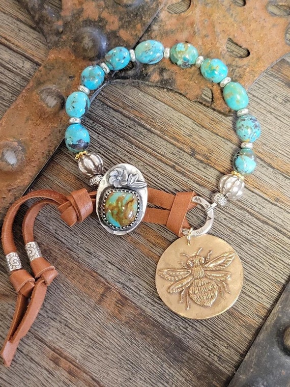 Handmade turquoise bracelet on sale