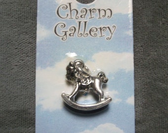 Sterling Silver Plated Rocking Horse Charm-Rocking Horse-Horse Charm-Necklace Pendant-Bracelet Charm-Fairy Tale Charms