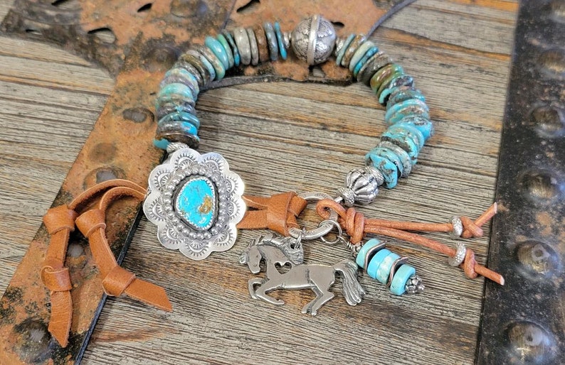Gemstone Hubei Turquoise Bracelet-Handmade Mexican Turquoise Button-Gemstone Bracelet-Turquoise Bracelet-Western Bracelet-Artisan Bracelet image 8