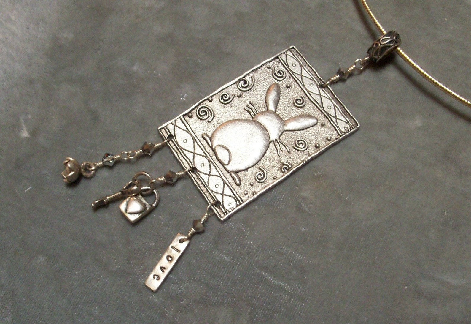 thumbnail image 2 of Jewelry & Watches EASTER ANGEL BUNNY RABBIT 3D .925 Solid Sterling Silver Charm 2 of 13