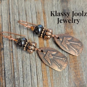 Bronzen tribal oorbellen-vogeloorbellen-ambachtelijke lampwork oorbellen-ambachtelijke bronzen bedel oorbellen-tinnen oorbellen-Inviciti Charms-pictogram