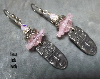 Pewter and Lampwork Beaded-Earrings-Inviciti Pewter-Artisan Earrings-Artisan Lampwork Beads-Tribal-Easter-Victorian Earrings-SRAJD