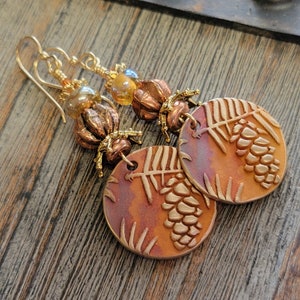 Bronze Handmade Sun Charms-Glass Lampwork Bead Earrings-Sun Earrings-Artisan Earrings-PMC Earrings-Sun Shine Earrings-Tribal Earrings image 2