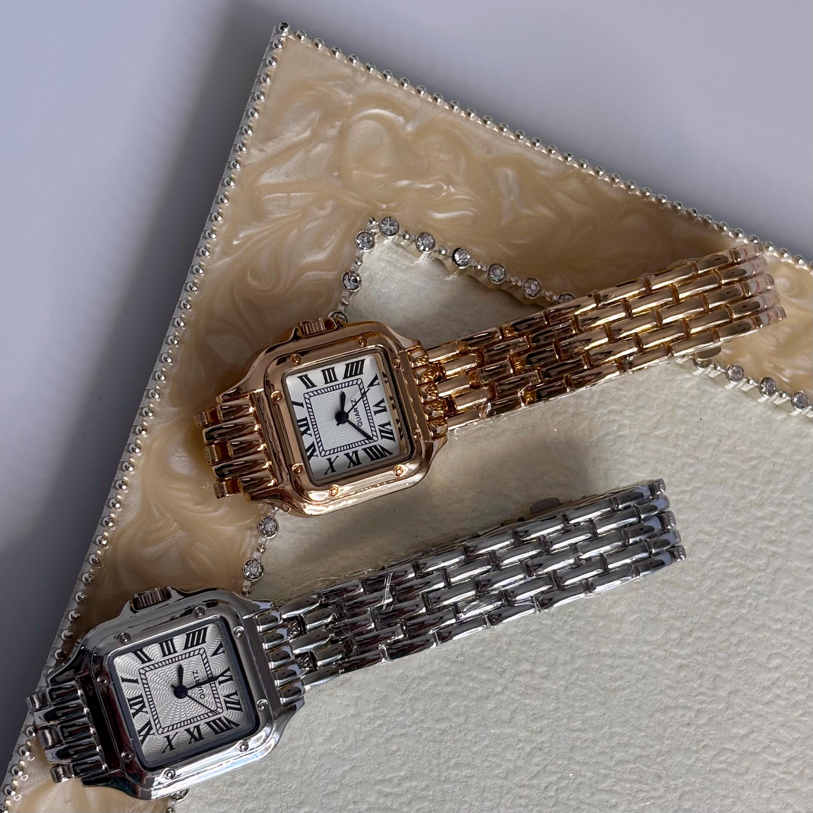 ?Women Silver Square Watches with Roman Numerals Ladies Casual Dress Watch Silver Women main image 2