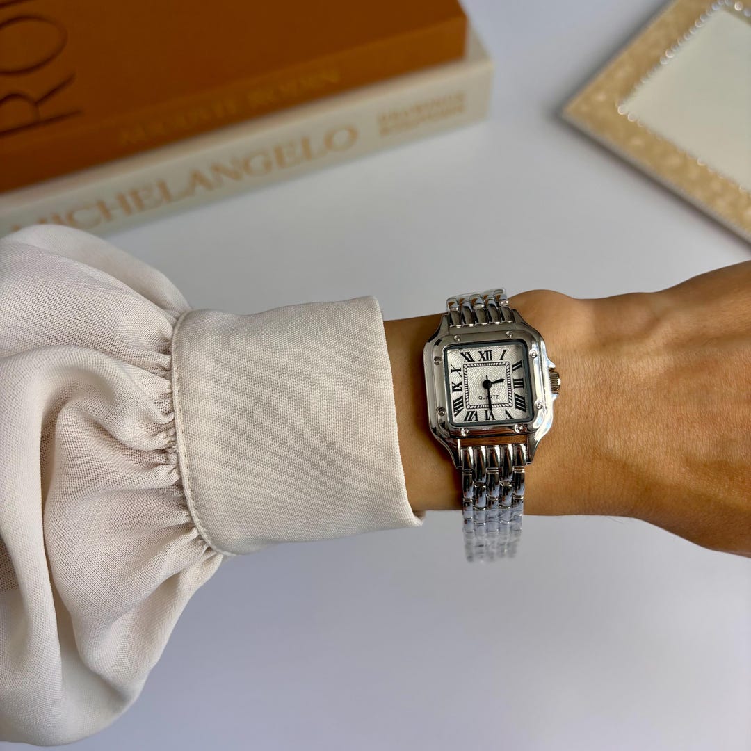 ?Women Silver Square Watches with Roman Numerals Ladies Casual Dress Watch Womens Classic Watch Square Rectangular Smart Casual Roman  main image 3