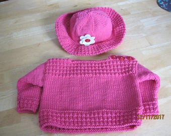 Knitted Boat Neck Pullover with Hat