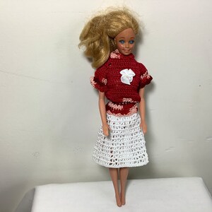 Blouson Top and Wraparound Skirt 2 pc Outfit in crochet for a 11.5” doll