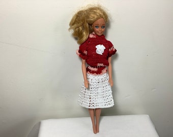 Blouson Top and Wraparound Skirt 2 pc Outfit in crochet for a 11.5” doll