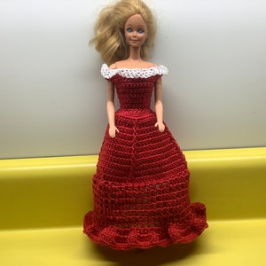 Off the Shoulder Sweetheart Dress in crochet for a 11.5” doll