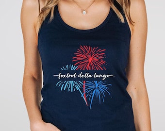 Foxtrot Delta Tango Tank Top, Patriotic Anti-Trump Independence Day, Subtle FDT Feminist Fireworks