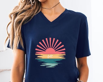 Subtle FDT V-Neck Shirt: Anti-Trump Protest, Feminist Sunset Bella + Canvas Tee