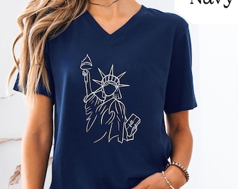 Subtle FDT Resist V-Neck Tee: Statue of Liberty Protest Humor, Anti-Trump Shirt