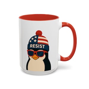 Resist Mug, Anti-Trump Penguin Patriotic Protest, Foxtrot Delta Tango, Political Activist Gift, Anti-Maga Subtle FDT, No Kings in the USA