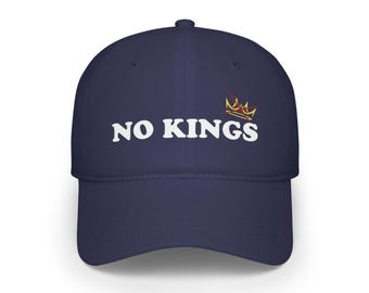 No Kings Hat: Anti-Trump Rally Baseball Cap - 100% Cotton