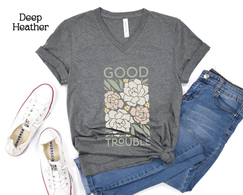 Good Trouble T-Shirt (V-Neck), John Lewis Quote, Civil Rights Anti-Trump Anti-Maga, Fight the Oligarchy, Subtle FDT Protest Resist Tee-Shirt