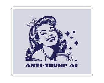 Naklejka winylowa anty-Trump AF: Retro feministyczna naklejka na laptopa (5 kolorów)