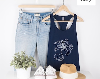 Subtle FDT Lily Racerback Tank Top: Anti-Trump Feminist Floral Protest