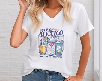 Gulf of Mexico Social Club V-Neck Tee: Subtle Resistance, Anti-Trump Stay Salty and Resist