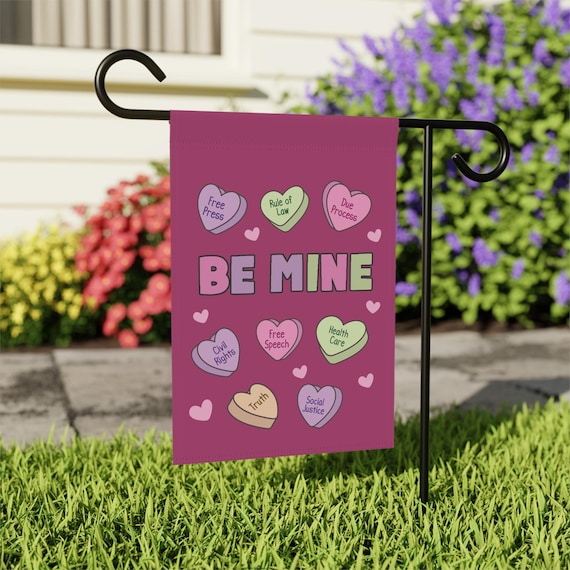 Pro-Democracy Valentines Garden Flag, Subtle Anti-Trump Flag, Protest Yard Sign, FDT Decor