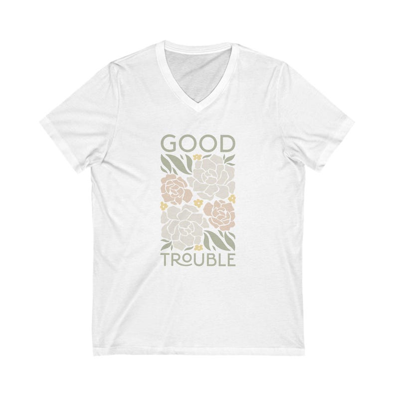 Good Trouble T-Shirt (V-Neck), John Lewis Quote, Civil Rights Anti-Trump Anti-Maga, Fight the Oligarchy, Subtle FDT Protest Resist Tee-Shirt