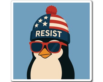Imán o pin para coche o nevera con diseño de pingüino Resist, humor anti-ICE y anti-Trump, botón "ICE Out Minneapolis", apoyo a Minnesota
