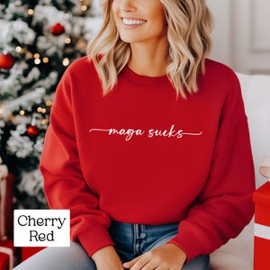 Maga Sucks Sweatshirt, Anti-Trump &#39;Merica, Anti-Maga Crewneck Sweatshirt, Subtle FDT Merch No Kings Hands Off, Christmas Feminist Sweatshirt