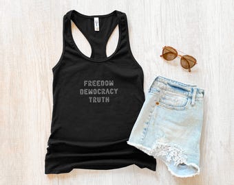 Freedom Democracy Truth Tank Top, Subtle Anti-Trump Resistance, FDT Liberal Democrat Merch