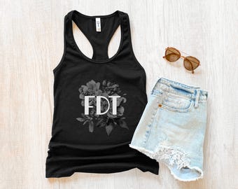 FDT Floral Tank Top: Anti-Trumpf feministische Blumen, Widerstand und Widerstand Racerback