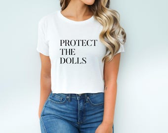 Protect the Dolls Baby Tee: Transgender Pride Cropped T-Shirt