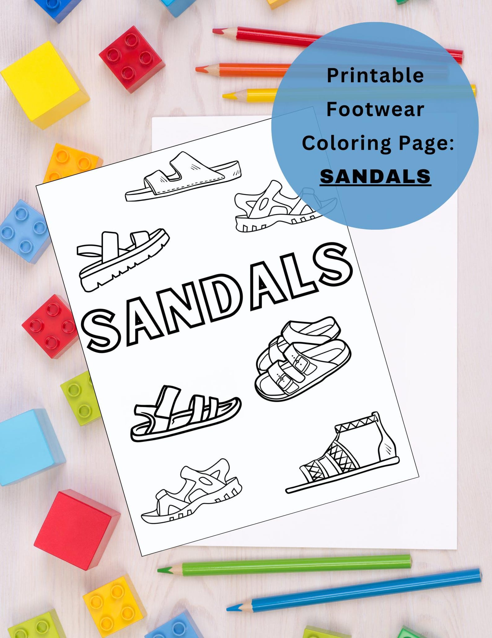 Downloadable Sandals Coloring Page- Footwear Themed, Kid & Adult ...