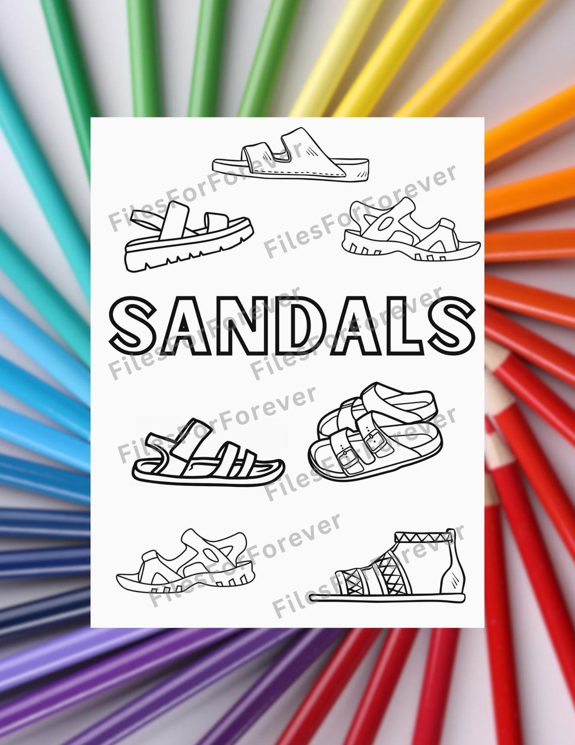 Downloadable Sandals Coloring Page- Footwear Themed, Kid & Adult ...
