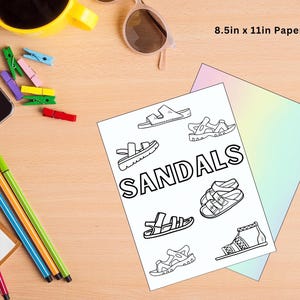 Downloadable Sandals Coloring Page- Footwear Themed, Kid & Adult ...