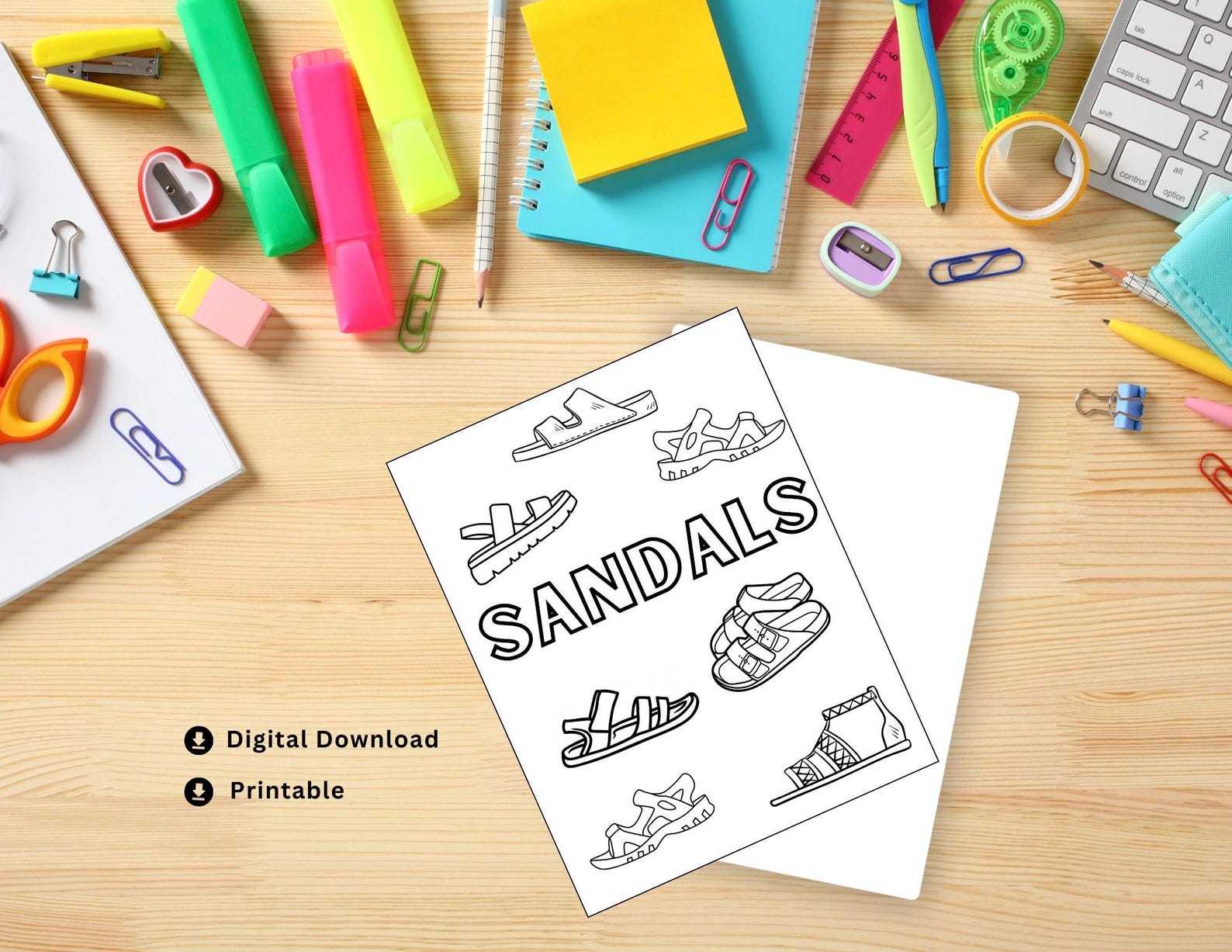 Downloadable Sandals Coloring Page- Footwear Themed, Kid & Adult ...