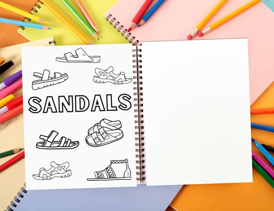 Downloadable Sandals Coloring Page- Footwear Themed, Kid & Adult ...