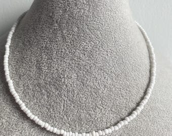 White Coloured Seed Bead Choker, Wire Necklace, Beaded Choker, Seed Bead Necklace , Minimal Jewellery ,Layer Necklace