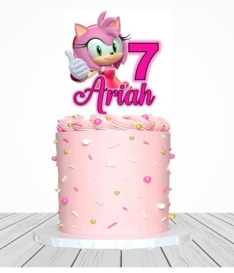 SONIC HEDGEHOG Amy Rose Personalised Glossy Cardstock Cake Topper ...