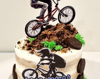 BMX BIKE RIDER theme cake topper set