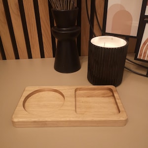 Wooden oak organizer tray, Wooden desk tray for jewelry, keys, watch, glasses, pens. modern design Gift office desk accessories #2