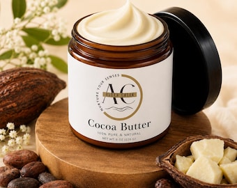 Pure Cocoa Butter Natural Moisturizer | Vegan Cold Pressed Skin, Hair, Body