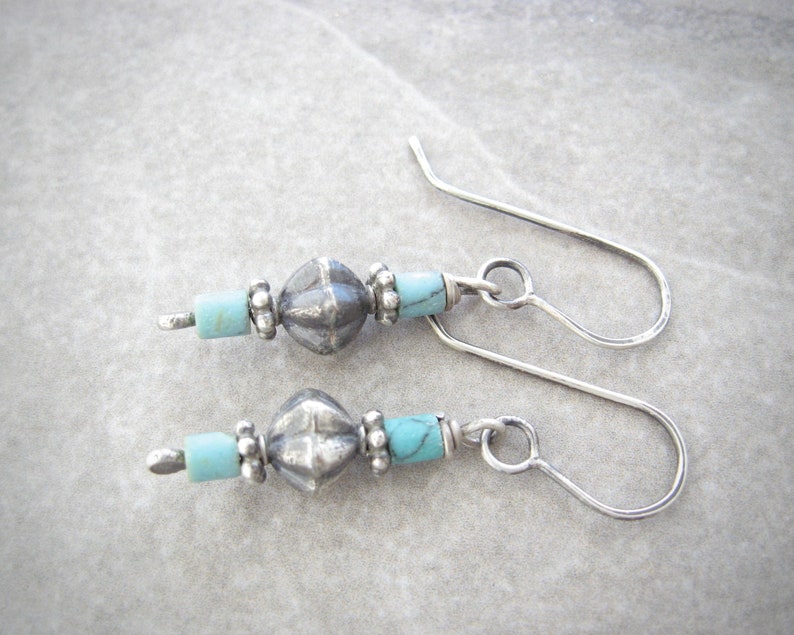 turquoise earrings, oxidized silver, minimalist earrings, southwest vibe, gift for girlfriend image 5
