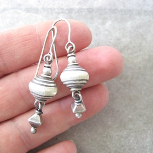 silver drop earrings, oxidized silver, gift for her image 4