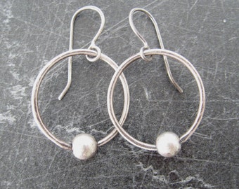 handmade silver hoops, oxidized silver, everyday earrings, sterling ear wires, artisan jewelry, minimalist earrings