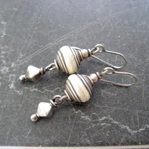 silver drop earrings, oxidized silver, gift for her image 1